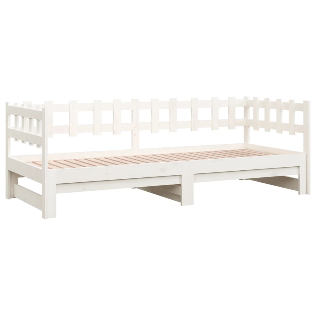 Dnevni ležaj na izvlačenje bijeli 2x(90x200)cm masivna borovina