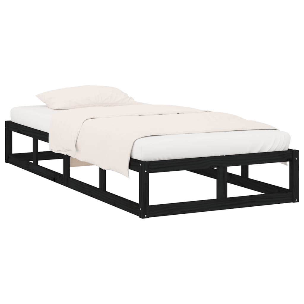 Okvir za krevet crni 90 x 200 cm od masivnog drva