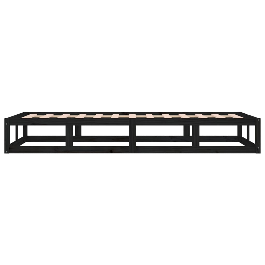 Okvir za krevet crni 90 x 200 cm od masivnog drva