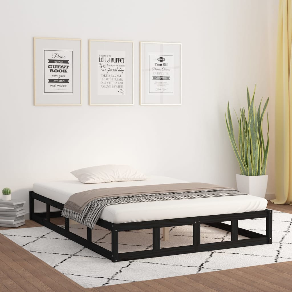 Okvir za krevet crni 120 x 200 cm od masivnog drva