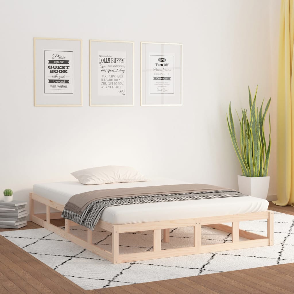 Okvir za krevet od masivnog drva 135 x 190 cm bračni