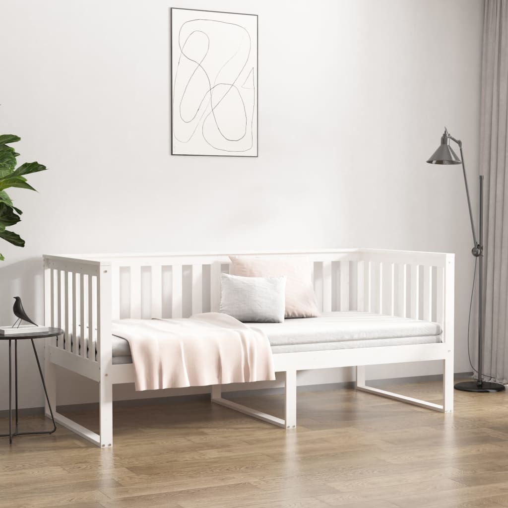 Dnevni krevet bez madraca bijeli 100x200 cm od masivne borovine