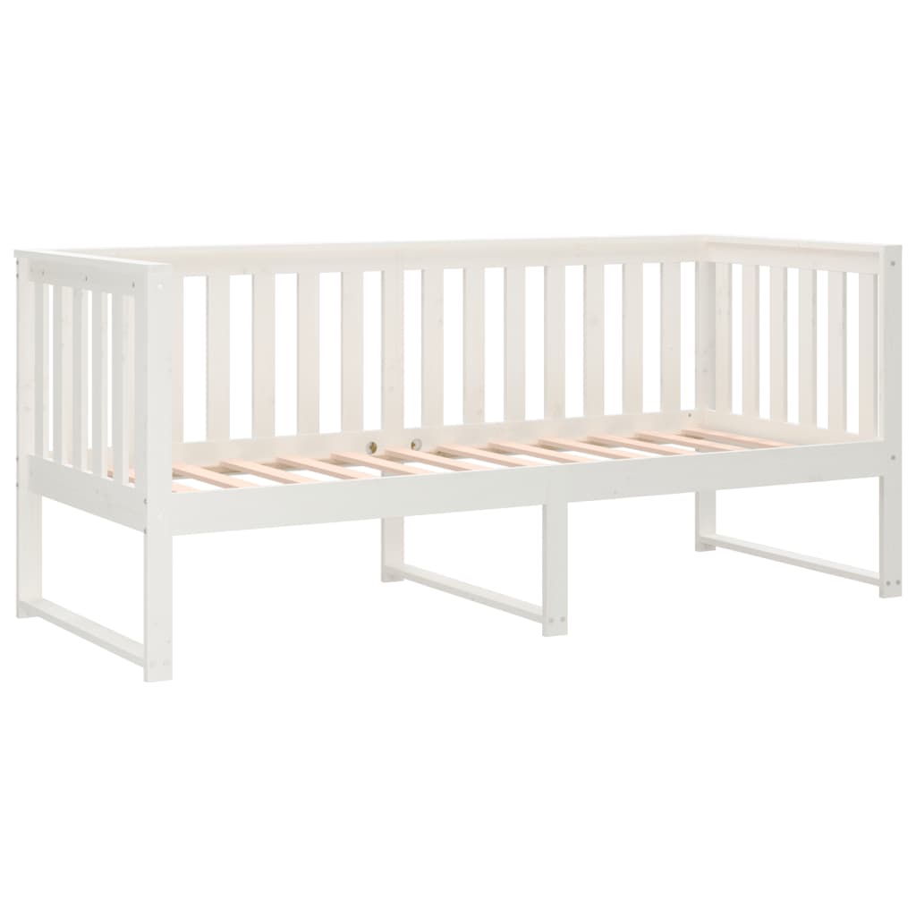 Dnevni krevet bez madraca bijeli 75x190 cm od masivne borovine