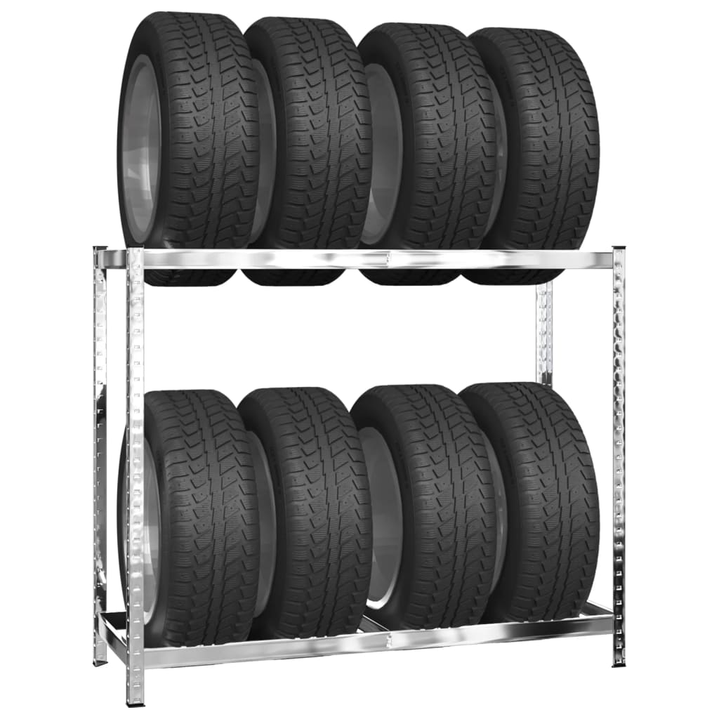 Stalak za gume s 2 razine srebrni 110 x 40 x 110 cm čelični