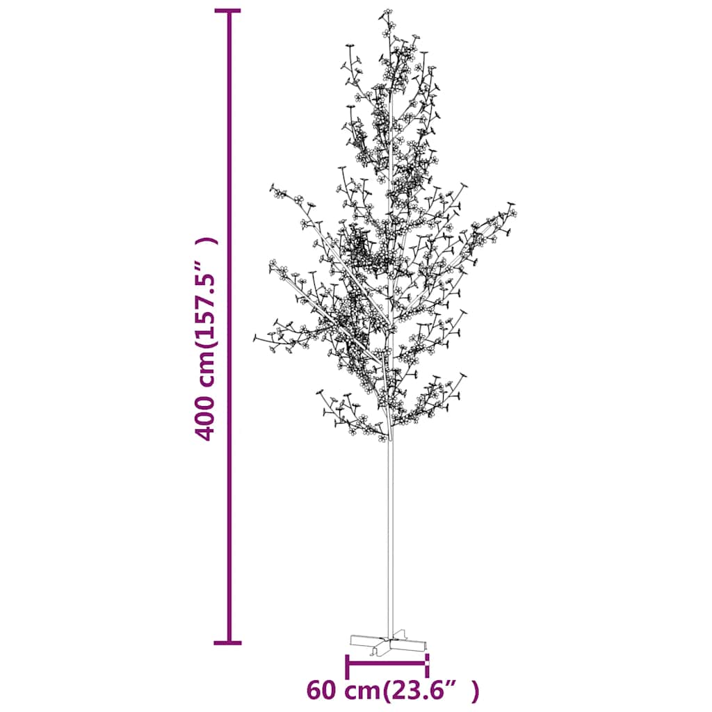 Drvce rascvjetane trešnje 672 tople bijele LED žarulje 400 cm