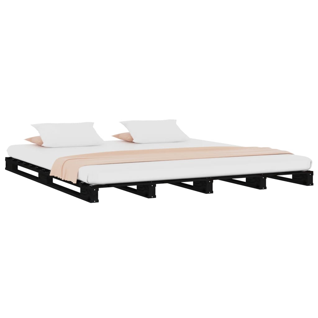 Krevet od paleta crni 140 x 190 cm od masivne borovine