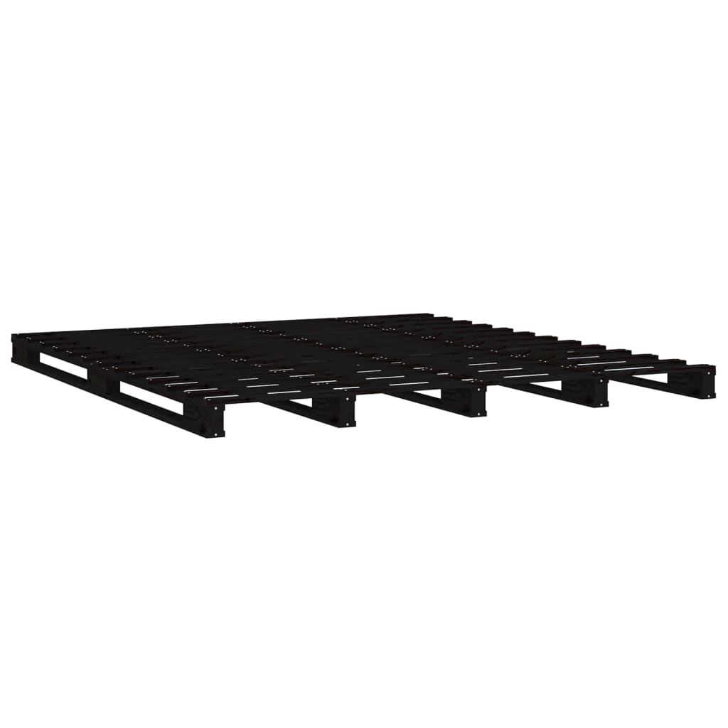 Krevet od paleta crni 140 x 190 cm od masivne borovine