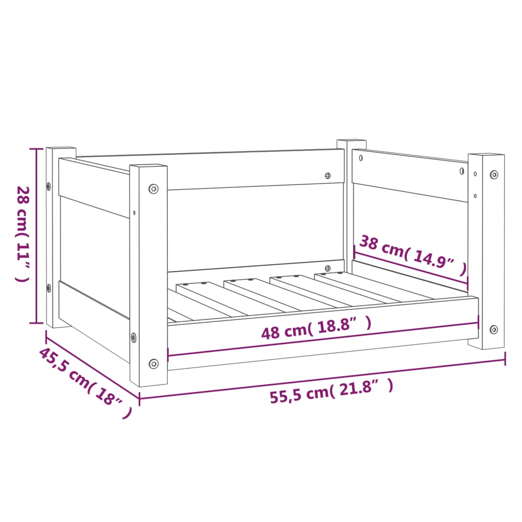 Krevet za pse boja meda 75,5x55,5x28 cm od masivne borovine