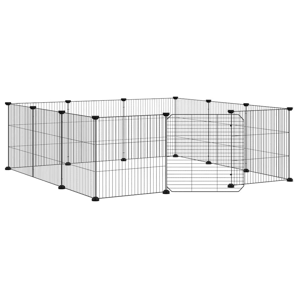 Kavez za kućne ljubimce s 12 panela i vratima crni 35x35 cm čelik