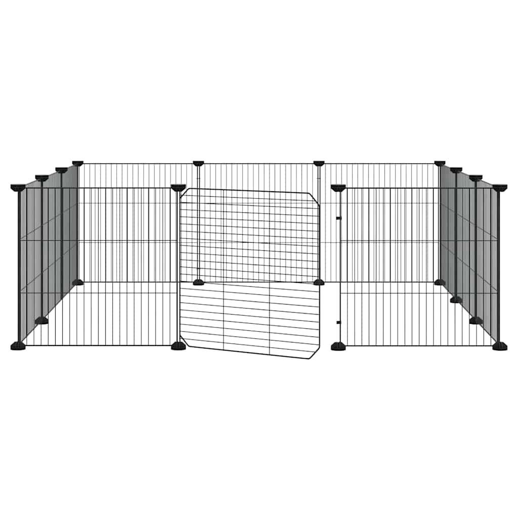 Kavez za kućne ljubimce s 12 panela i vratima crni 35x35 cm čelik