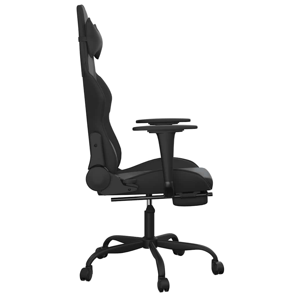 Masažna igraća stolica s osloncem za noge crna od umjetne kože