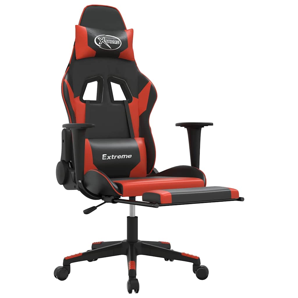Masažna igraća stolica s osloncem crno-crvena od umjetne kože