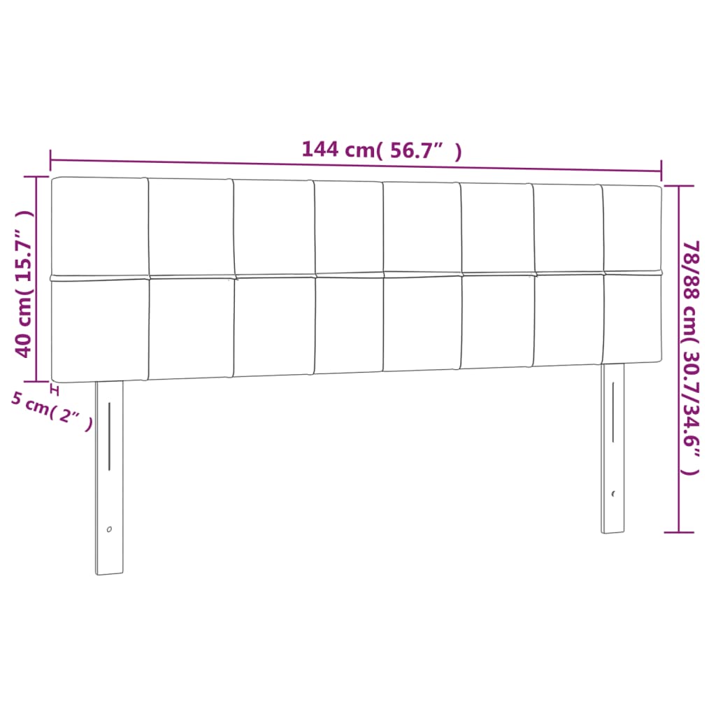 Uzglavlja crna 144x5x78/88 cm od tkanine