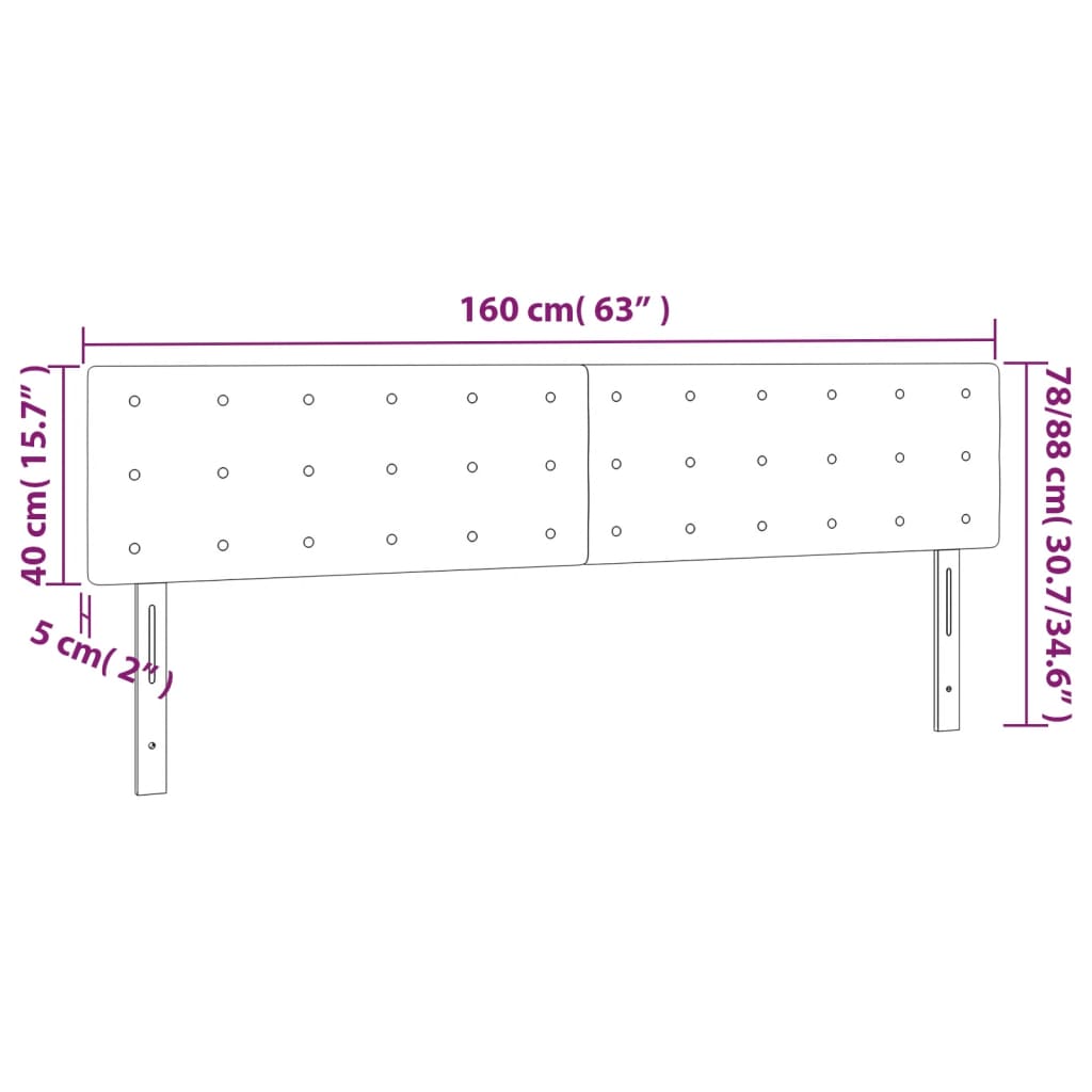 Uzglavlja tamnosiva 160x5x78/88 cm baršunasta
