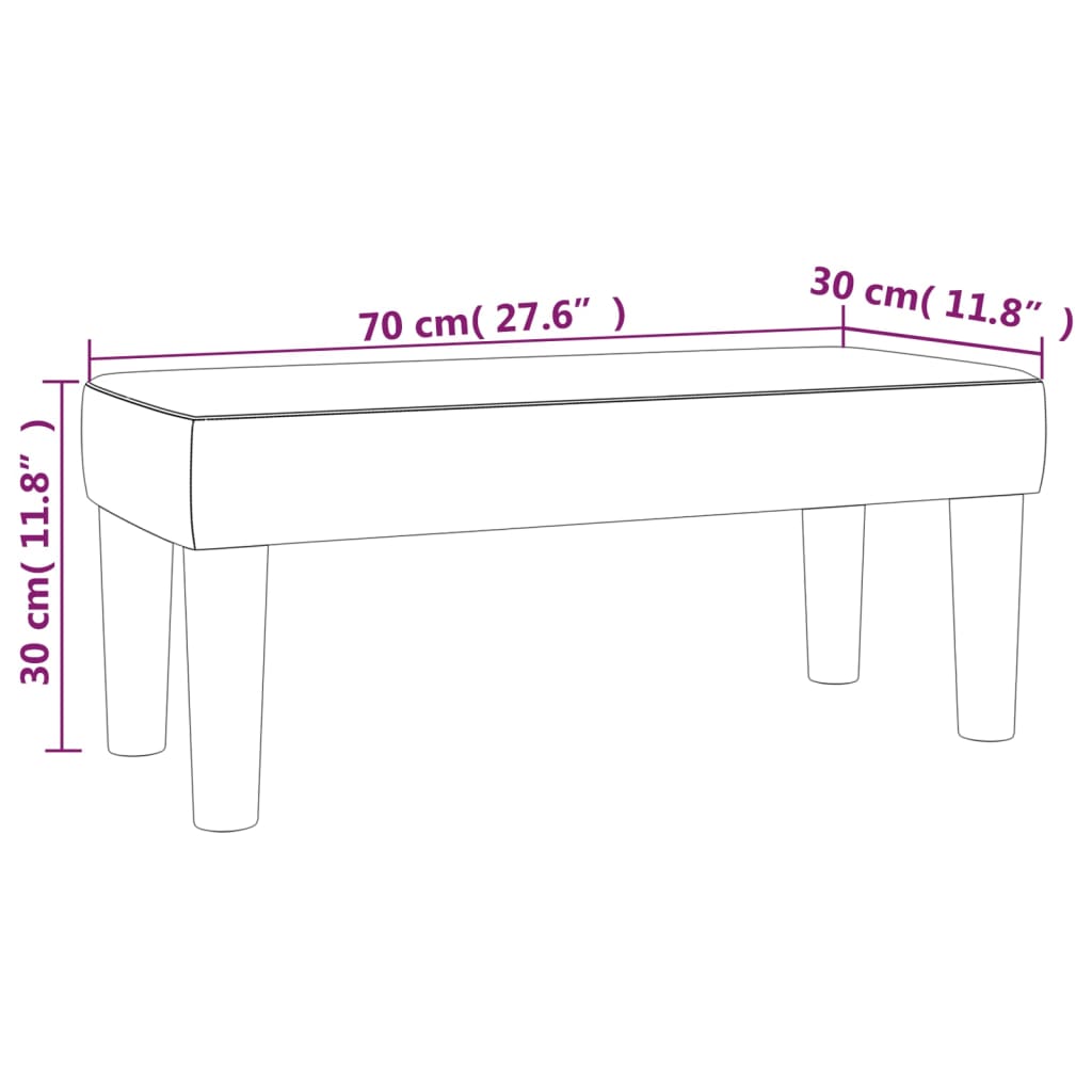 Klupa siva 70 x 30 x 30 cm od umjetne kože