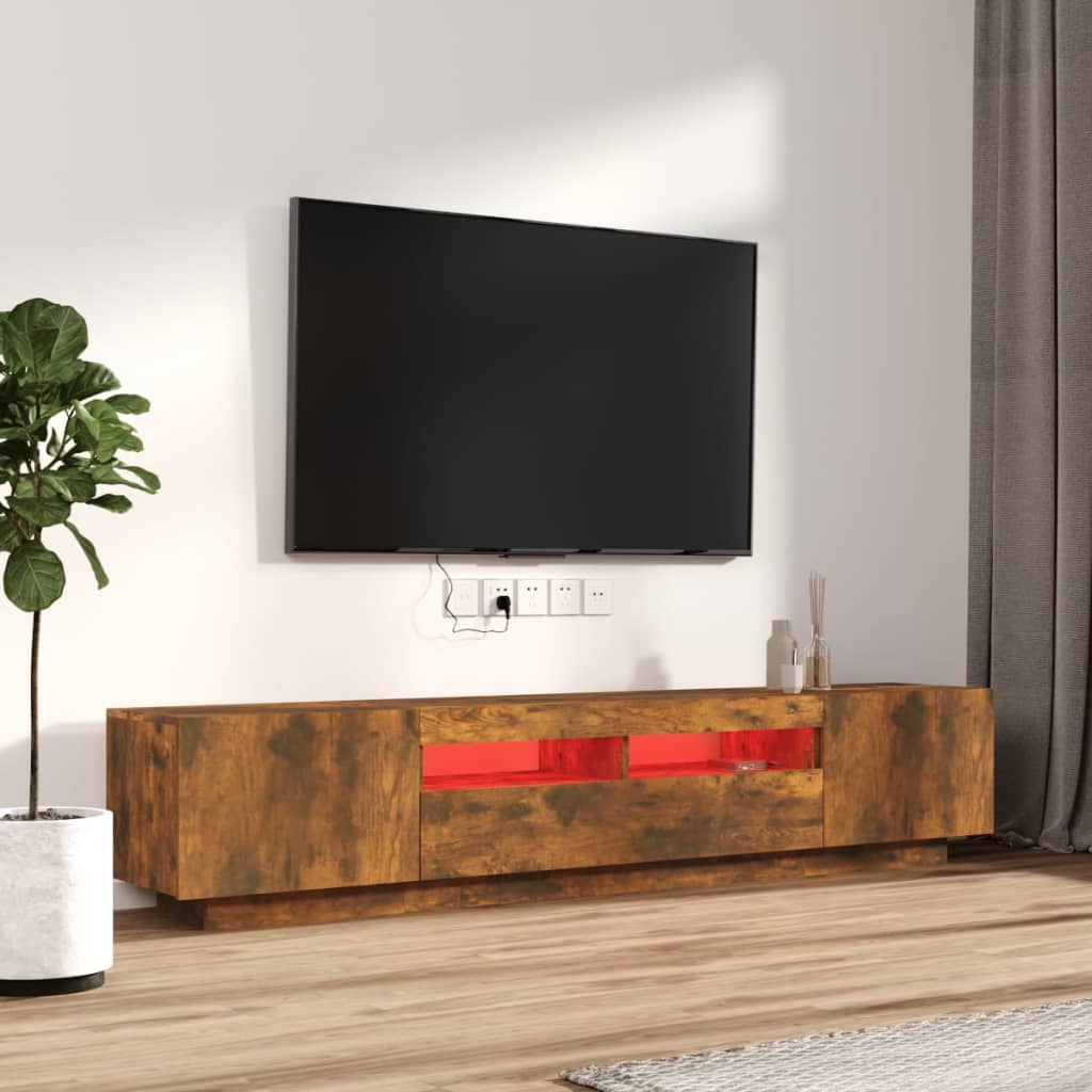 2-dijelni set TV ormarića LED boja dimljenog hrasta drveni