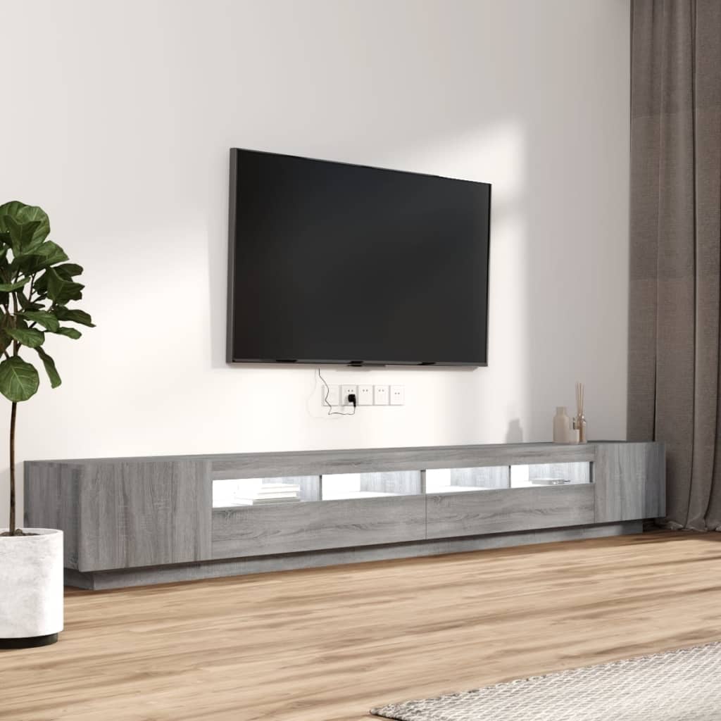 3-dijelni set TV ormarića LED boja hrasta od konstruiranog drva
