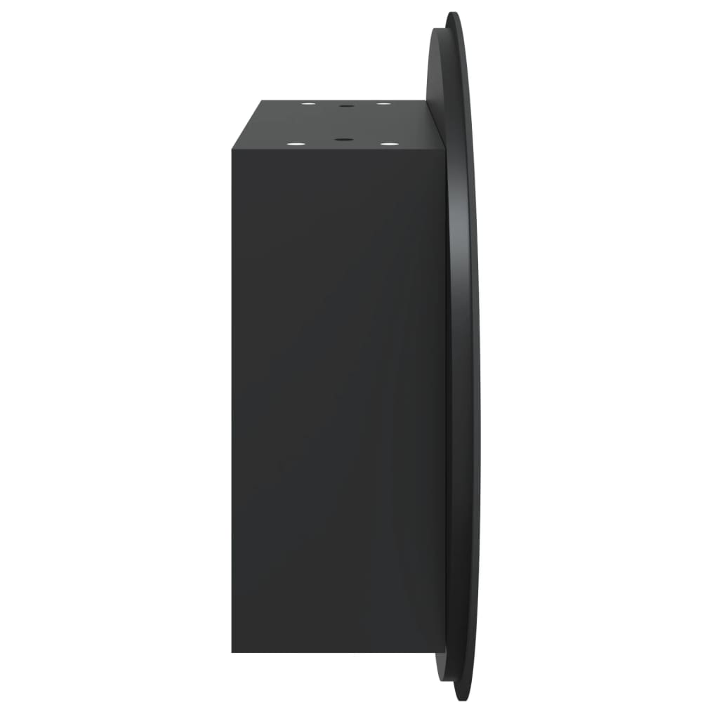 Kupaonski ormarić s okruglim ogledalom LED crni 40x40x17,5 cm