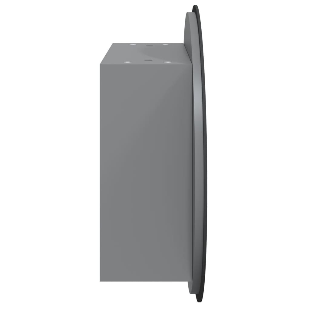 Kupaonski ormarić s okruglim ogledalom LED sivi 40x40x17,5 cm