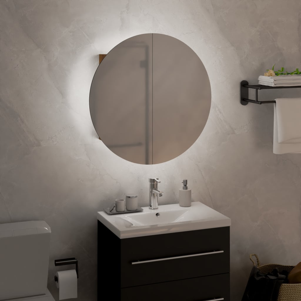 Kupaonski ormarić s ogledalom LED boja hrasta 40 x 40 x 17,5 cm