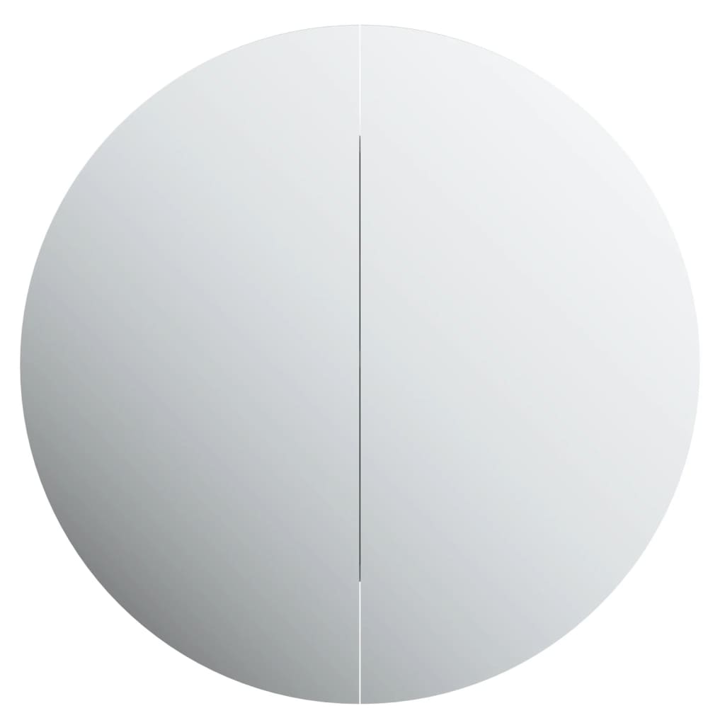 Kupaonski ormarić s okruglim ogledalom LED crni 47x47x17,5 cm