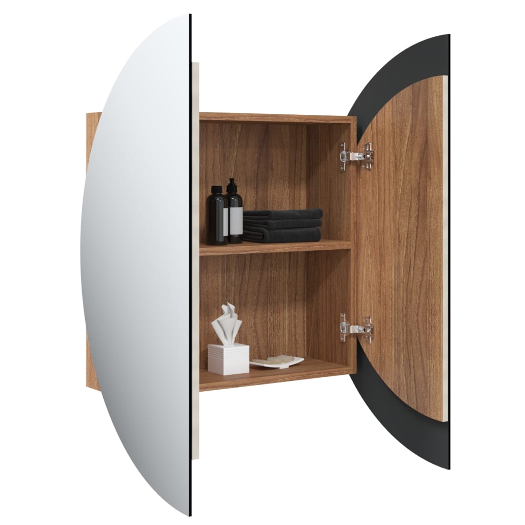 Kupaonski ormarić s ogledalom LED boja hrasta 54 x 54 x 17,5 cm