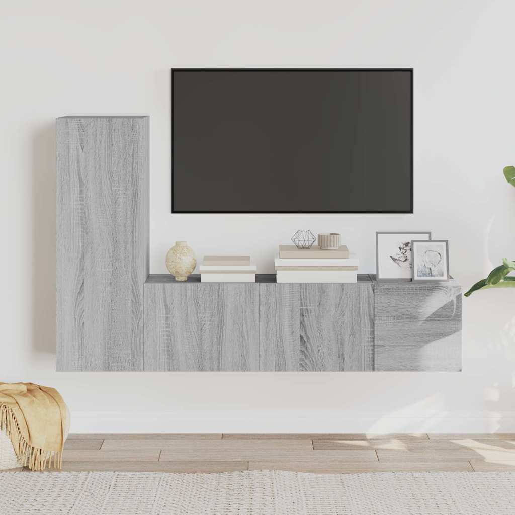3-dijelni set TV ormarića boja hrasta sonome konstruirano drvo Siva