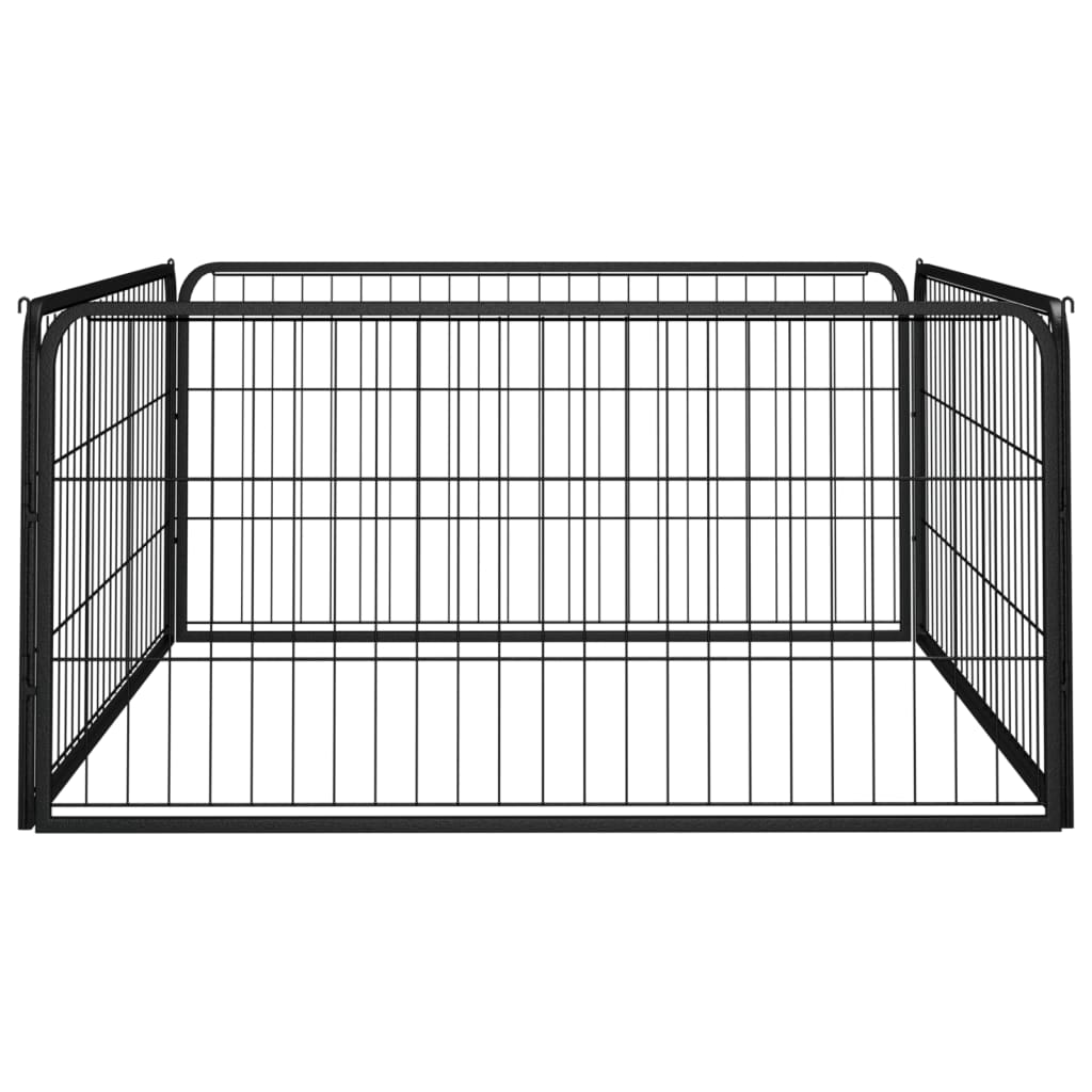 Ograda za pse s 4 panela crna 100 x 50 cm čelik obložen prahom