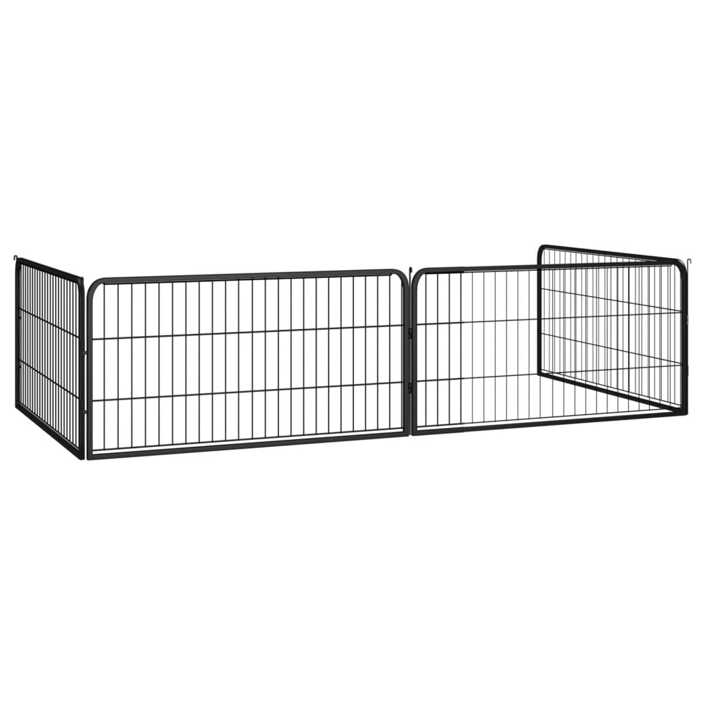 Ograda za pse s 4 panela crna 100 x 50 cm čelik obložen prahom