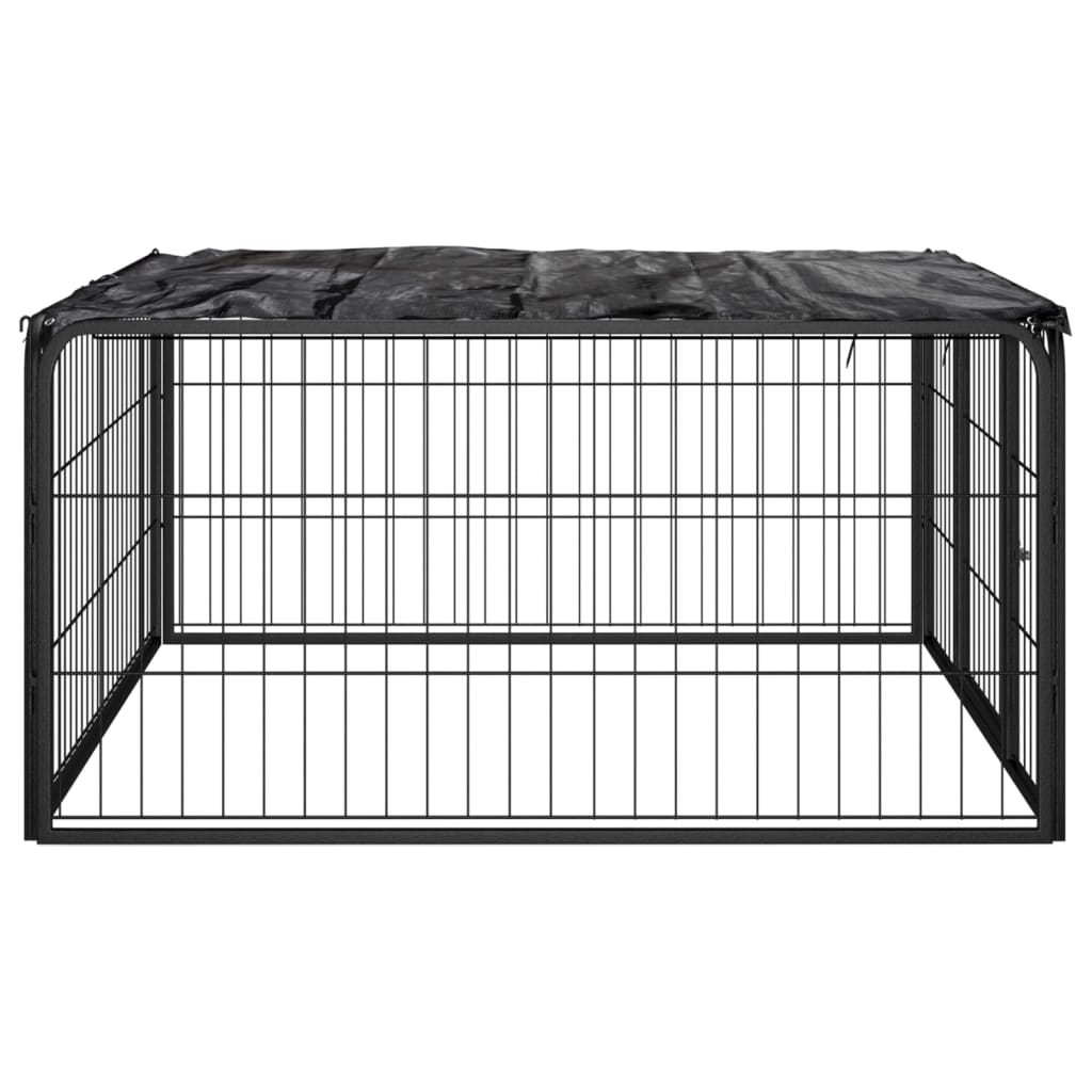 Ograda za pse s 4 panela crna 100 x 50 cm čelik obložen prahom