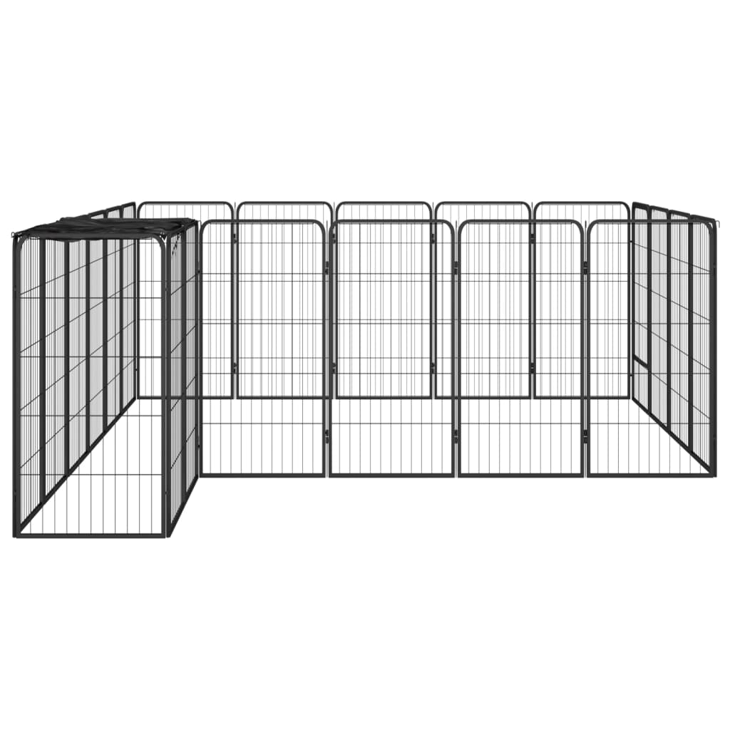Ograda za pse s 22 panela crna 50 x 100 cm čelik obložen prahom