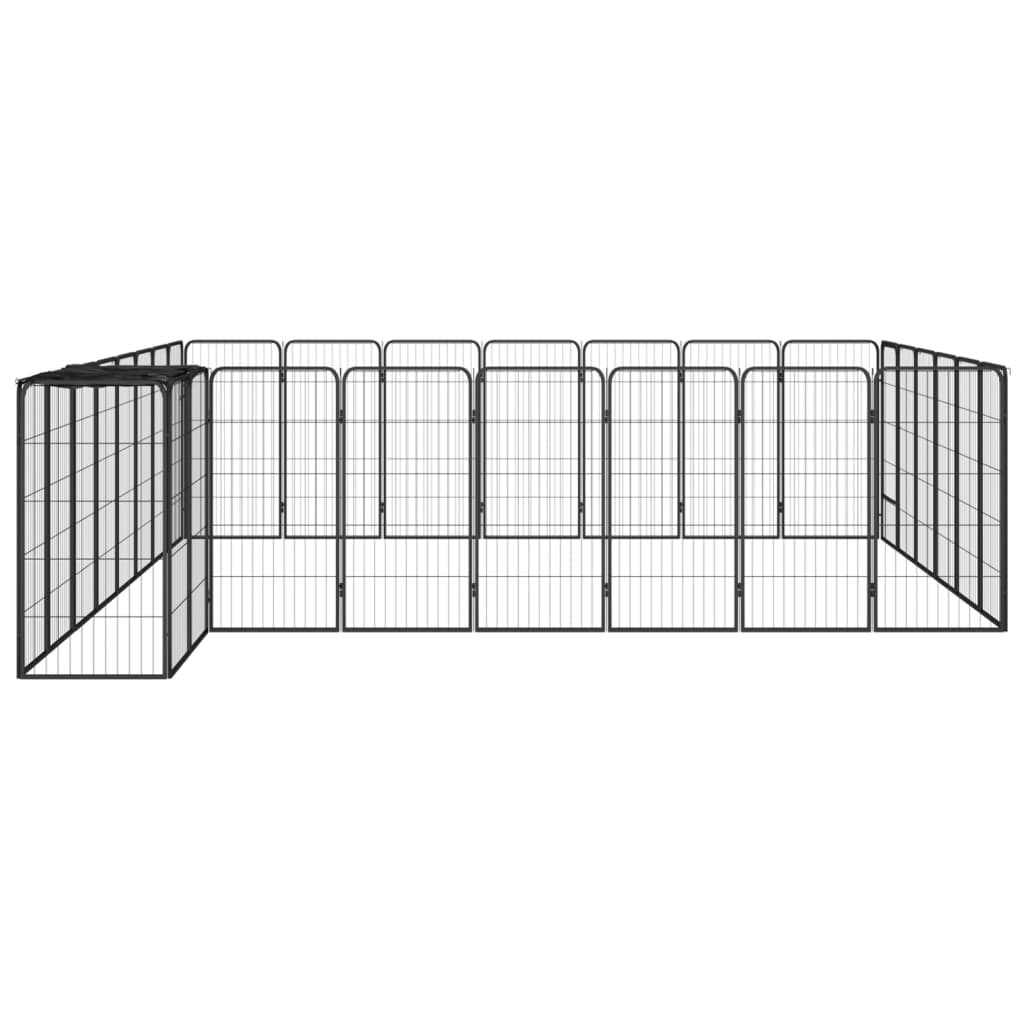 Ograda za pse s 30 panela crna 50 x 100 cm čelik obložen prahom