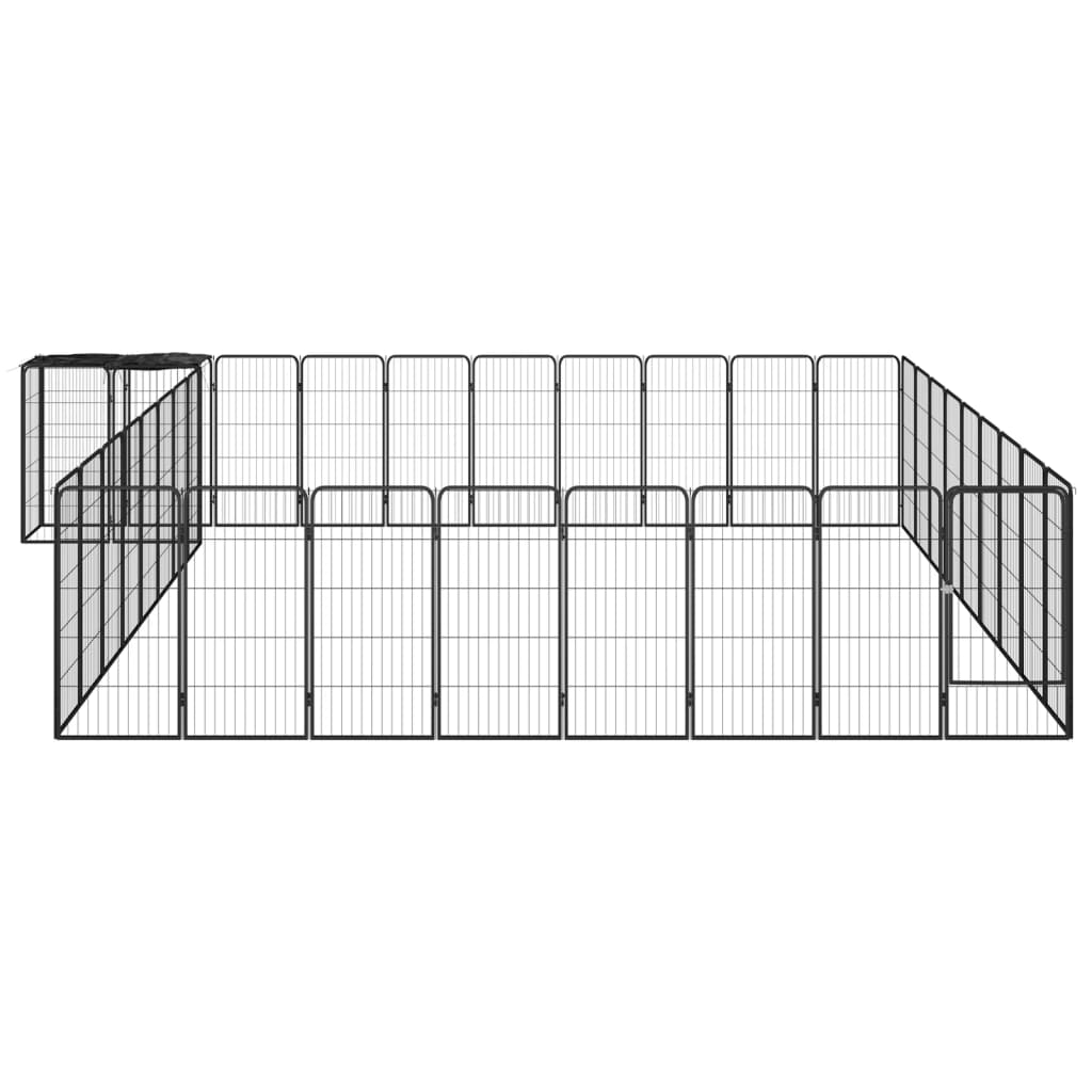 Ograda za pse s 38 panela crna 50 x 100 cm čelik obložen prahom