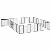 Ograda za pse s 42 panela crna 50 x 100 cm čelik obložen prahom