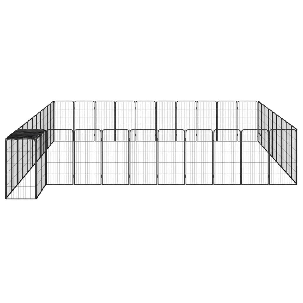 Ograda za pse s 42 panela crna 50 x 100 cm čelik obložen prahom