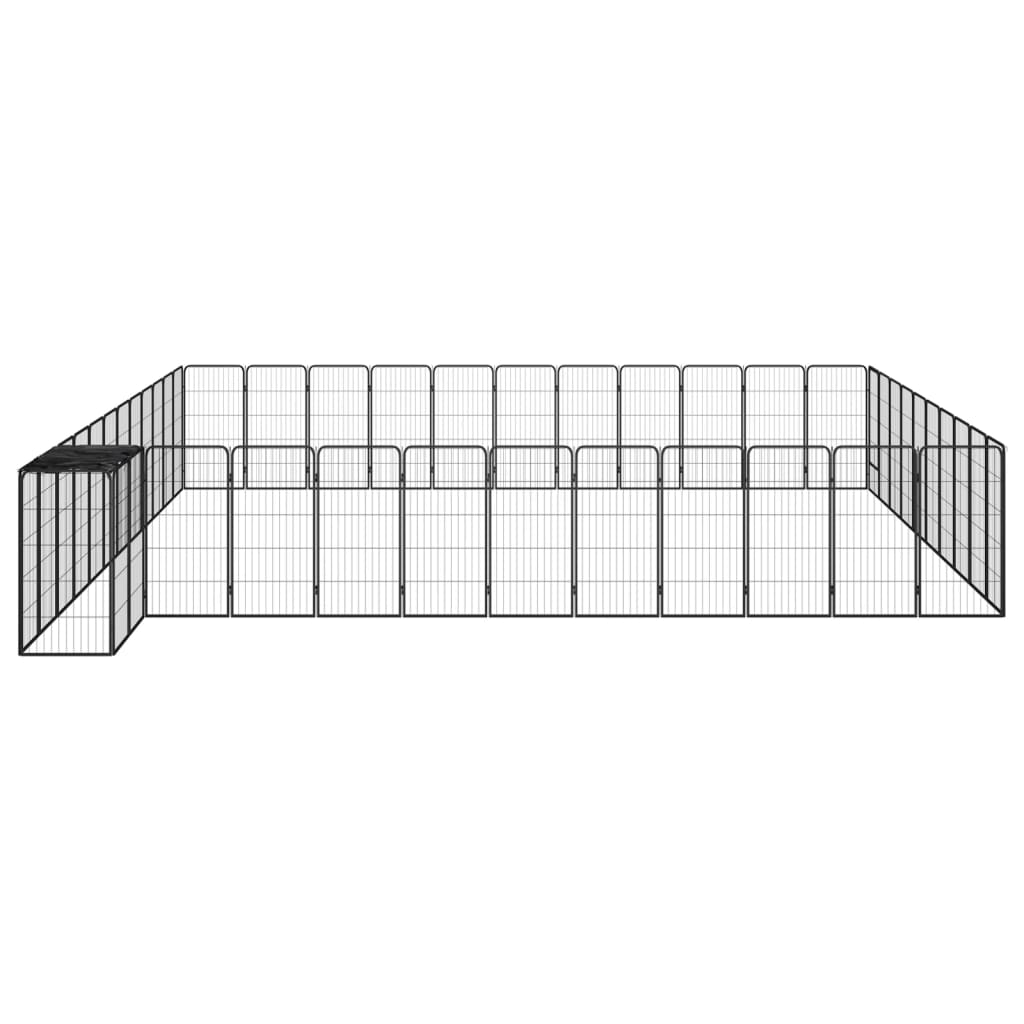 Ograda za pse s 46 panela crna 50 x 100 cm čelik obložen prahom
