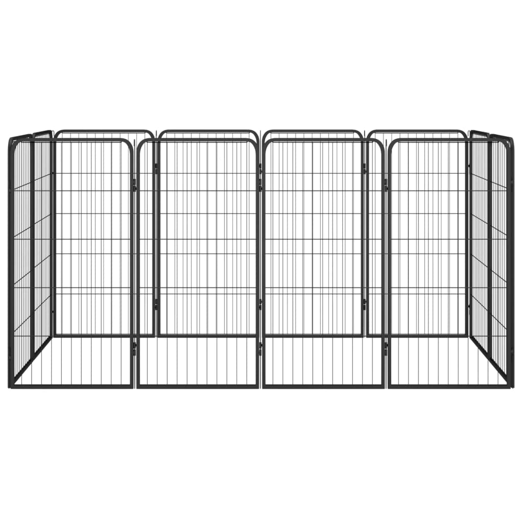 Ograda za pse s 12 panela crna 50 x 100 cm čelik obložen prahom