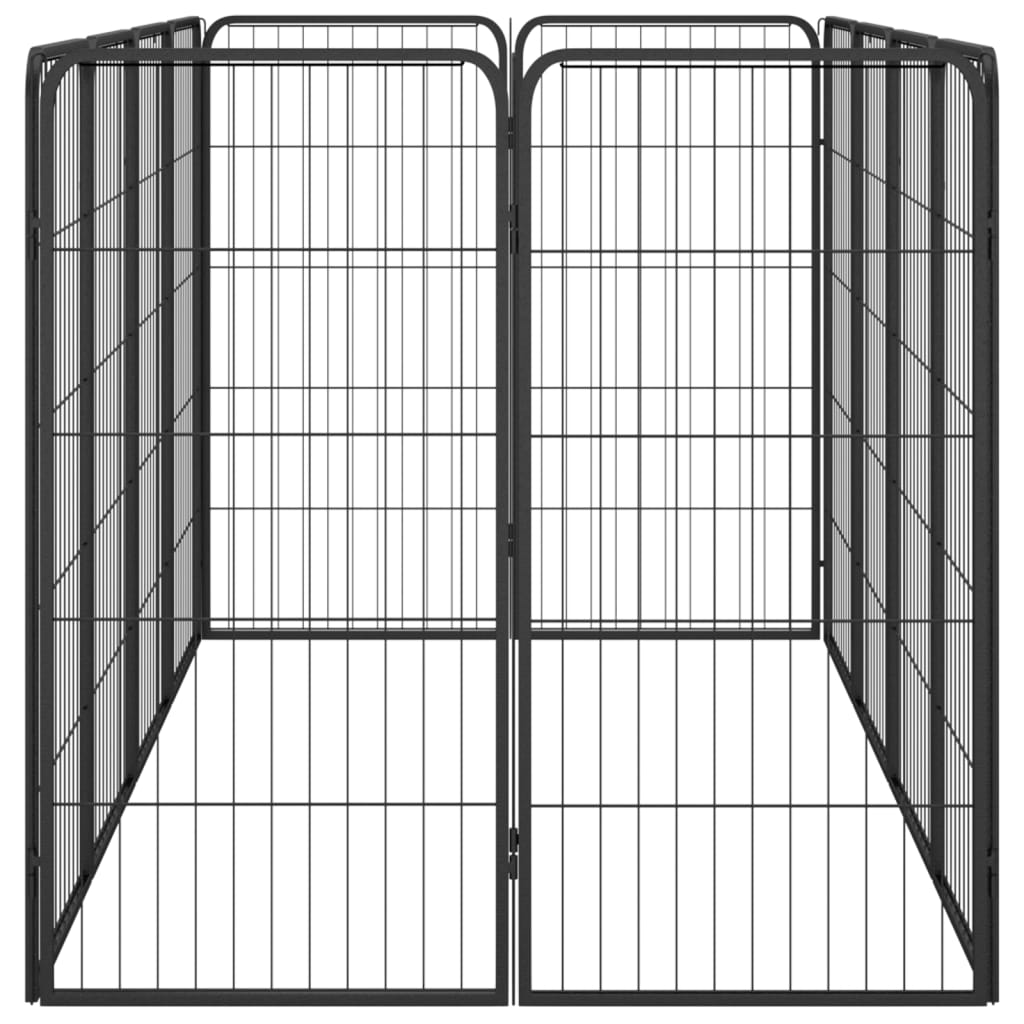 Ograda za pse s 12 panela crna 50 x 100 cm čelik obložen prahom