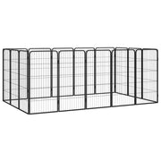 Ograda za pse s 16 panela crna 50 x 100 cm čelik obložen prahom
