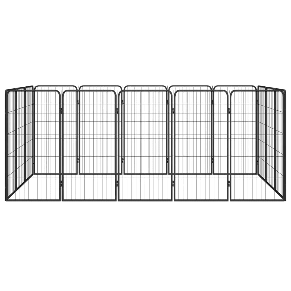 Ograda za pse s 16 panela crna 50 x 100 cm čelik obložen prahom