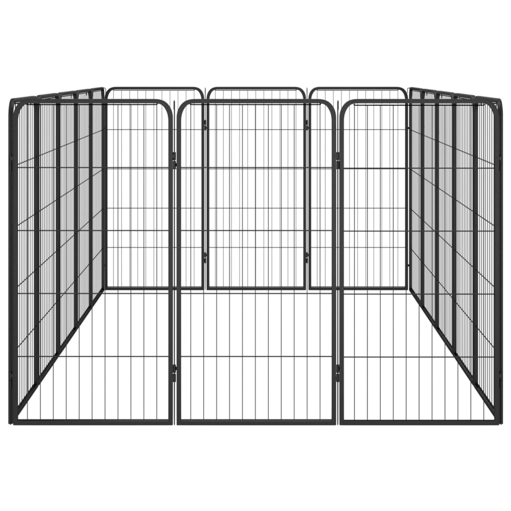 Ograda za pse s 16 panela crna 50 x 100 cm čelik obložen prahom