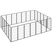 Ograda za pse s 24 panela crna 50 x 100 cm čelik obložen prahom