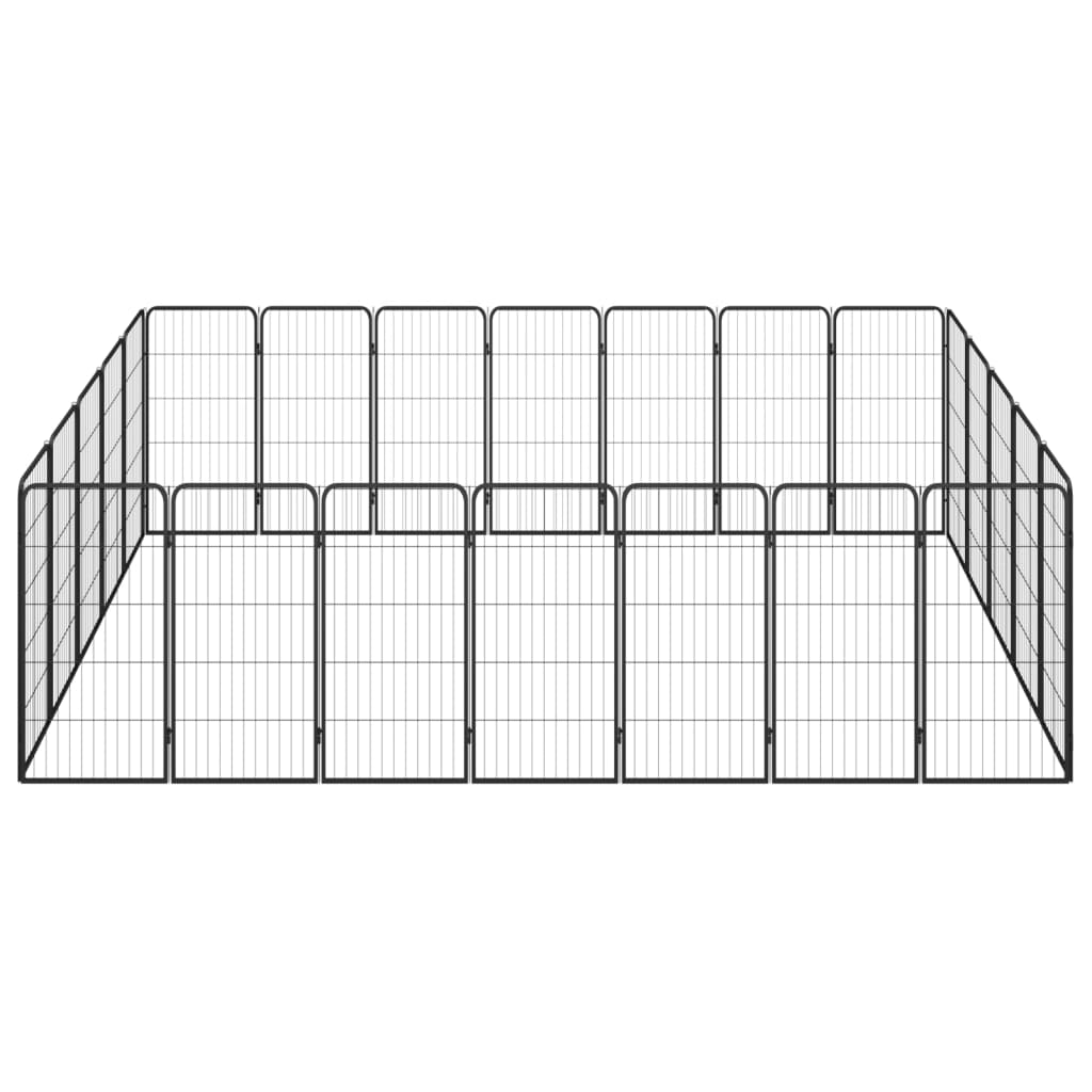 Ograda za pse s 24 panela crna 50 x 100 cm čelik obložen prahom