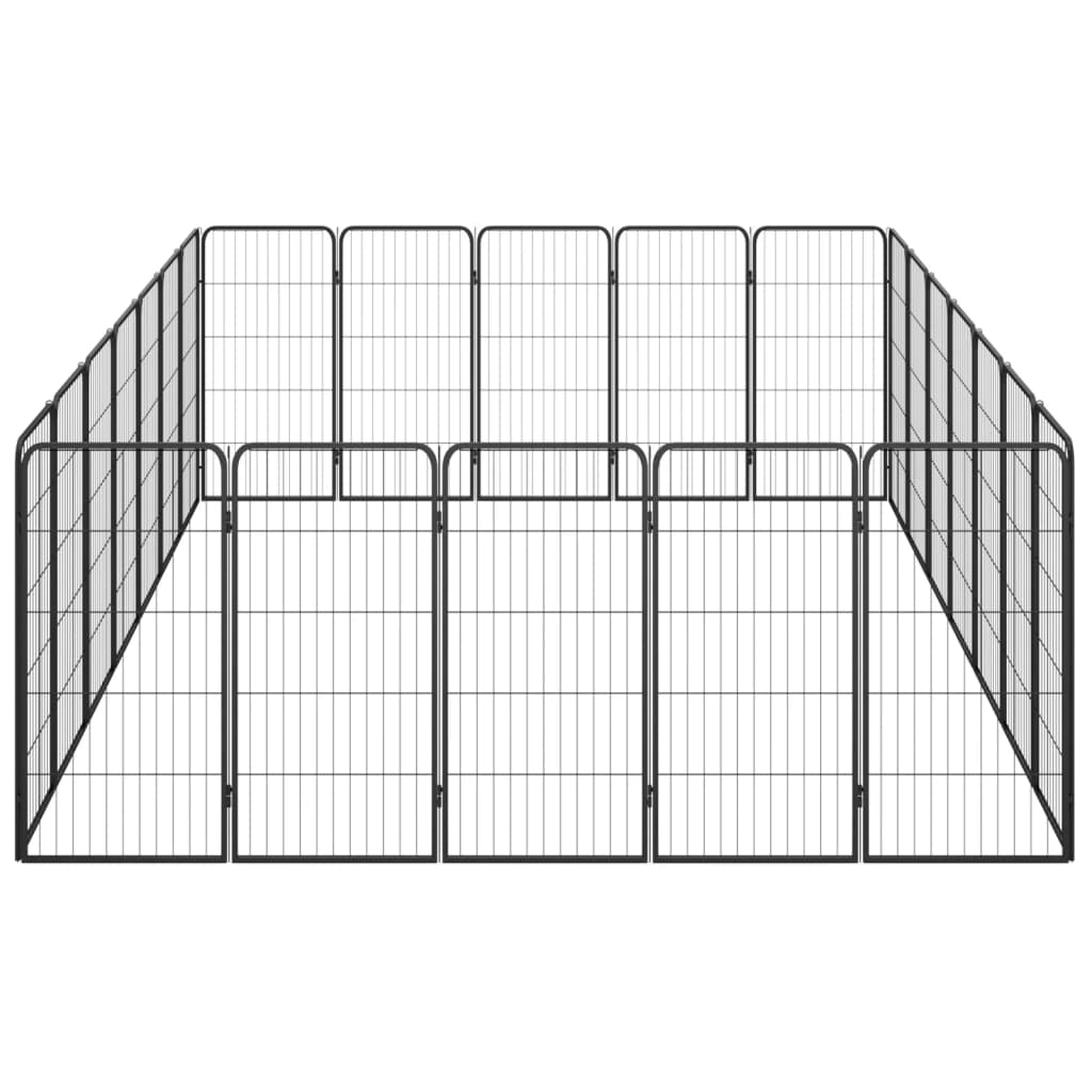 Ograda za pse s 24 panela crna 50 x 100 cm čelik obložen prahom