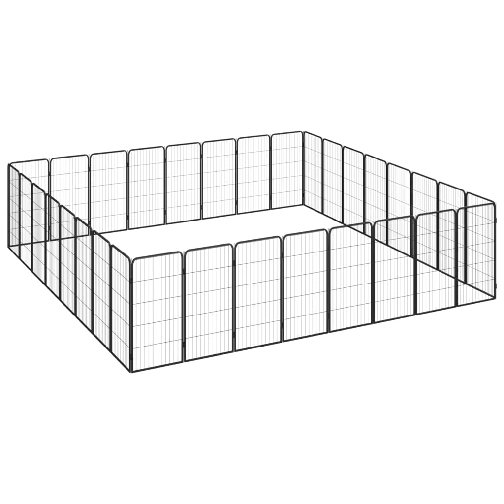 Ograda za pse s 32 panela crna 50 x 100 cm čelik obložen prahom