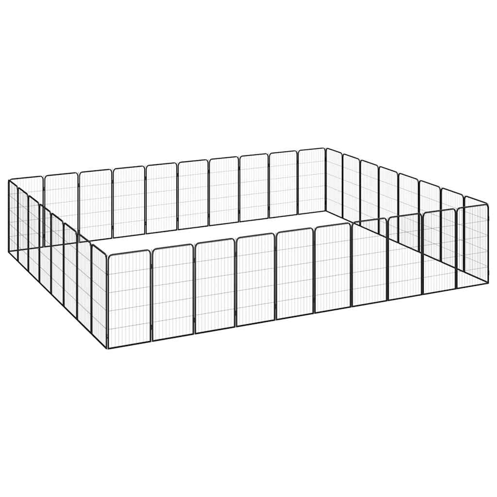 Ograda za pse s 36 panela crna 50 x 100 cm čelik obložen prahom