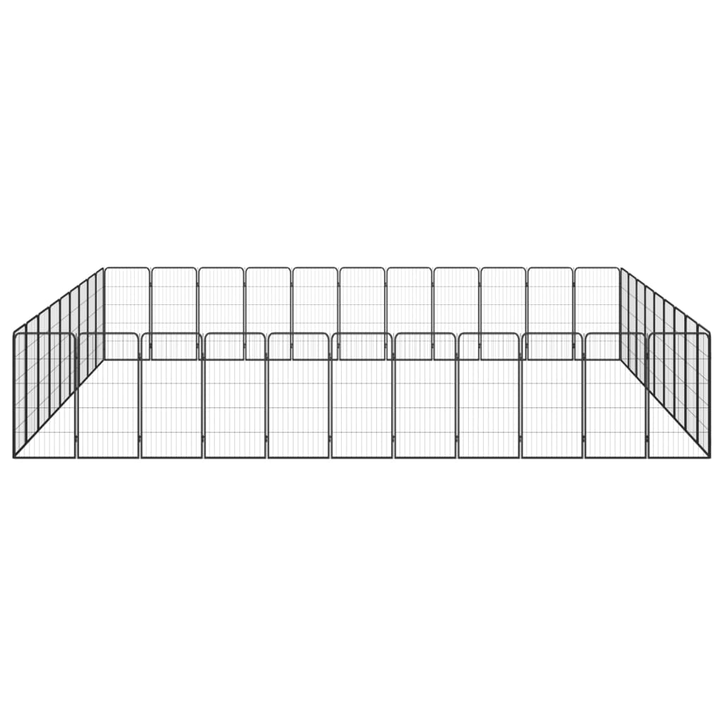 Ograda za pse s 40 panela crna 50 x 100 cm čelik obložen prahom