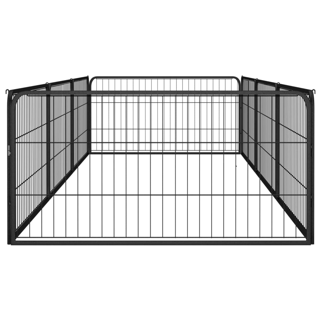 Ograda za pse s 8 panela crna 100 x 50 cm čelik obložen prahom