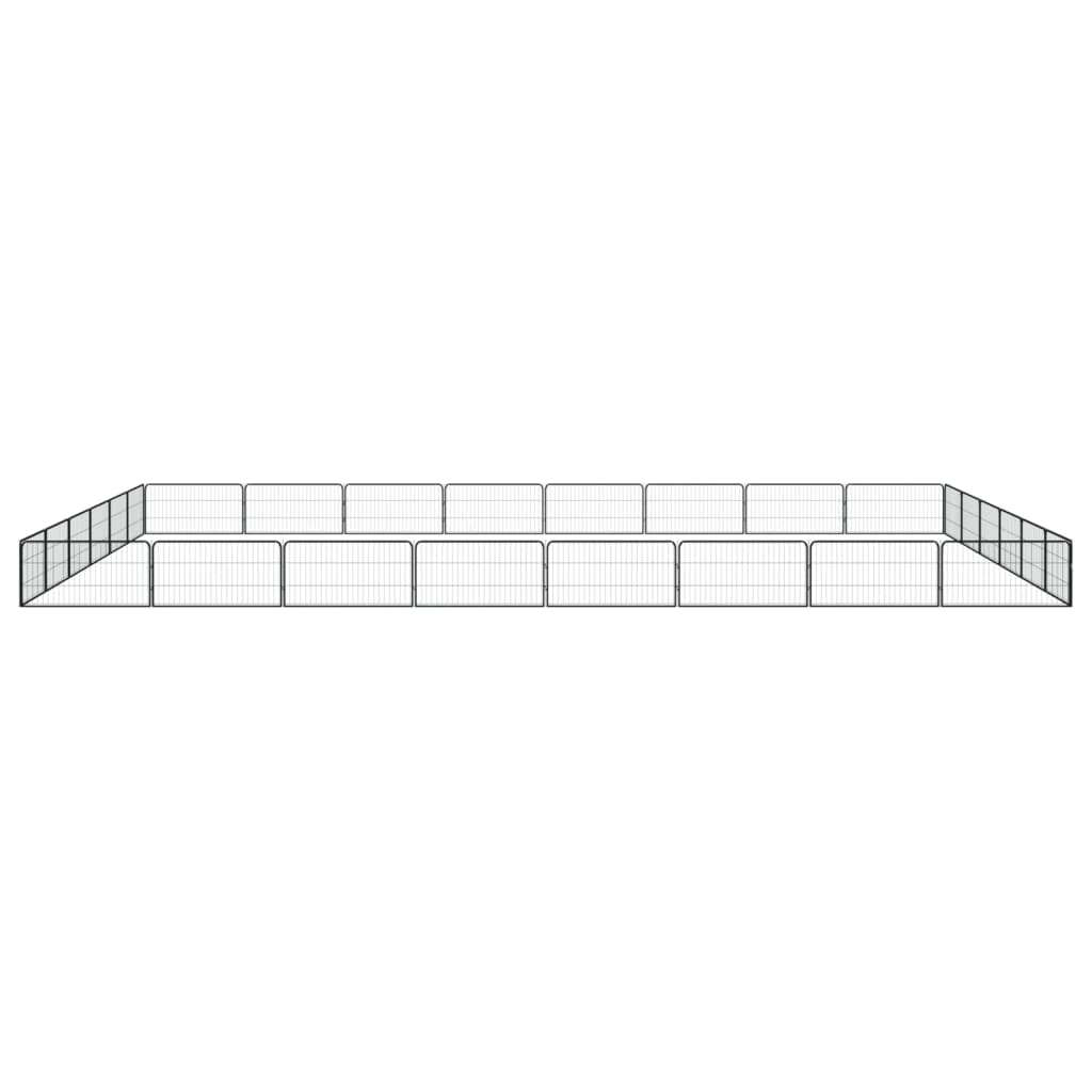 Ograda za pse s 28 panela crna 100 x 50 cm čelik obložen prahom