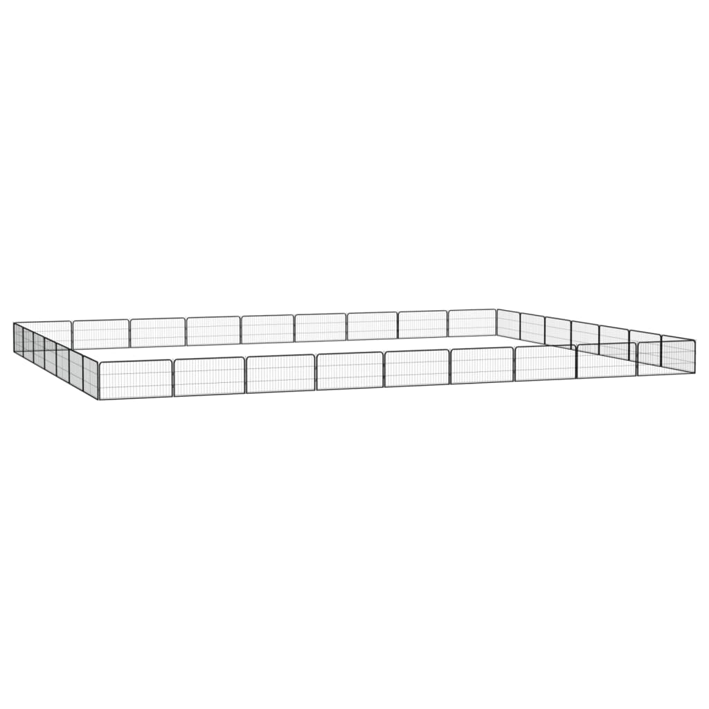 Ograda za pse s 32 panela crna 100 x 50 cm čelik obložen prahom